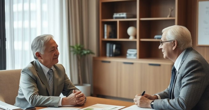 パソコンで作業する高齢の男性